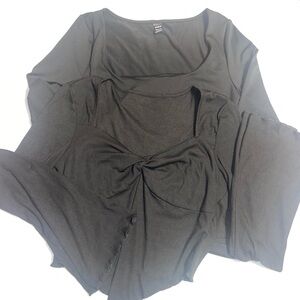 SHEIN Black Long Sleeve Women's Croptop’s